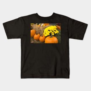 pumpkins in the hay Kids T-Shirt